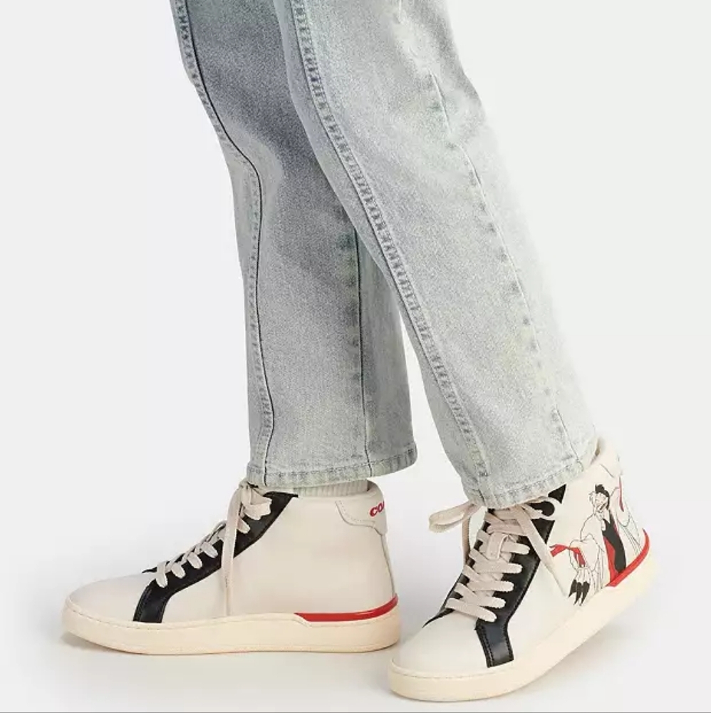 Disney X Coach Clip High Top Sneaker With Cruella Motif US Size 11B - Picture 2 of 12